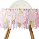 Some Bunny Is One High Chair Banner - Easter Bunny 1st Birthday Highchair Banner for Girls, Spring Rabbit 1st Birthday Decoration, Easter Girl First Bday Decor