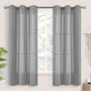 BGment Grey Sheer Curtains 63 Inch Length 2 Panels, Natural Linen Grommet Semi Sheer Light Filtering Drapes Casual Textured Privacy Opaque Panels for Living Room, (Each 42 x 63 Inch, Grey)