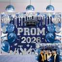 Blue Sliver 2026 Graduation Party Backdrop Royal Blue Glitter 2026 Prom Night Background Class of 2026 Congrats Grad Banner for 2026 Congratulate Graduates Party Decoration (Blue, 94X70 inch (8x6FT))