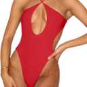 Sexy One Piece Swimsuit for Women Criss Cross Halter Neck Swimwear Cut Out Bathing Suit Thong 1 Piece Swimsuit (Small, Red)
