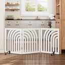 Dog Gate, Wooden Dog Gates for Doorways House and Stairs, Freestanding Pet Gate for Dogs, Puppy Fences Indoor, 3 Panel - 55"W X 24"H, White