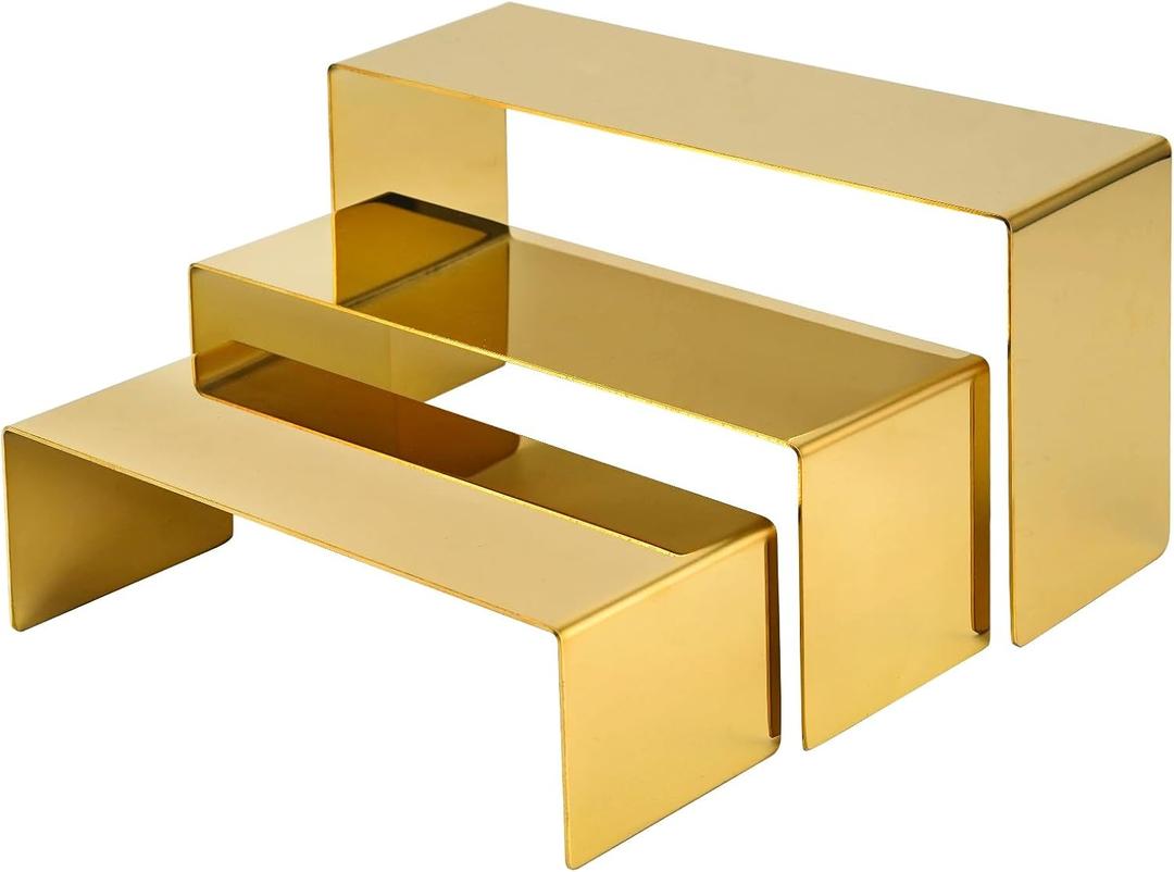 Bag Display Stand Set 3, Gold Purse Display ,Stainless Steel Heavy Duty Handbag Display Stand Shoe Rack For Wallets, Bags, Shoes, Perfume, Jewelry  Boutique & Retail Countertop Display