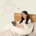 Ergonomic U-Shape Gaming & Lap Pillow - Crochet Pillow & Reading Support Pillow with Arm Relief, Comfort for Gamers, Crafters & Book Lovers (Beige)