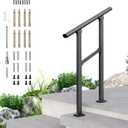 DIYHD 8 Step Handrail, Black Iron Stair Railing, Outdoor Indoor, 1 Pack
