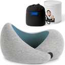 Ostrichpillow Go Neck Pillow, Travel Pillows for Airplanes, Premium Memory Foam Travel Pillow, 360 Ergonomic Design, Asymmetrical Sides, Travel Bag Included, Washable Modal Cover (Onesize, Blue Reef)