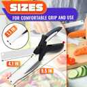 2 in 1 Kitchen Scissors for Food Stainless Steel 9.5" Tomato Knife Chops Vegetables, Fruit, Cheese, Meat in Seconds | Dishwasher Safe Cutting Board Scissors with Safety Lock Mess-Free Prep