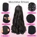 French Curl Braiding Hair 8 Packs 22 Inch Loose Wavy Bouncy Braiding Hair Pre Stretched 75g/Pack Synthetic French Curly Braiding Crochet Hair for Black Women 1B Black