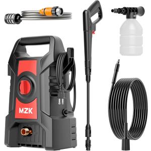 MZK 2026 New Lightweight Pressure Washer, Portable One-Button Start with 4 Adjustable Nozzle & Foam Cannon, Powerful Cleaning Machine for Cars, Patios, Fences & Driveways(Red)