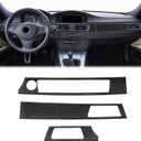 3PCS Real Carbon Fiber Dashboard Panel Trim Compatible with BMW 3 Series E90 E92 E93 2006-2013, Interior Decor Sticker Accessories for 325i, 328i, 330i, 335i