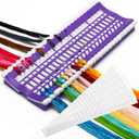 50 Positions Floss Organizer Embroidery Shelf, Luxiv Thread Organizers for Cross Stitch Embroidery Thread Holder with 15Pcs Replaceable Paper Card Sewing Needle, Embroidery Floss Organizer (Purple)