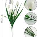 6 Bundles Tulips Artificial Flowers,30 Heads Outdoor Artificial Tulip Faux Plastic Greenery Shrubs Plants UV Resistant for Easter Home Outside Garden Porch Window Decor (White)