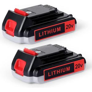 2Packs 3.0Ah Battery Compatible with Black and Decker 20v Max Lithium Battery 3000mAh LBXR20 LB20 LBX20 LBXR2040 LB2X4020-OPE LBXR20B-2