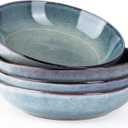 AmorArc 8.5'' Large Ceramic Pasta Bowls Set, 36oz Stoneware Bowls Set of 4 for Kitchen, Reavtive Glaze Bowls-Microwave, Dishwasher Safe for Pasta,Salad,Oatmeal-Ceylon Blue
