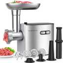 CHEFFANO Meat Grinder, 2600W Max Stainless Steel Meat Grinder Electric, ETL Approved Heavy Duty Meat Mincer Machine with 2 Blades, 3 Plates, 1 Sausage Stuffer Tube & Kubbe Kit for Home Kitchen Use