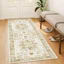 AMADA HOMEFURNISHING 2x6 Washable Runner Rug, Low-Profile Kitchen Rug With Non-Slip Backing & Durable Edge Binding, Vintage Entryway for Bedroom & Hallway (2'x6', Orange)
