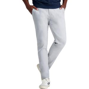 Haggar Mens Life Khaki Slim Fit Flat Front Flex Pant (30W x 32L, Charcoal Heather)
