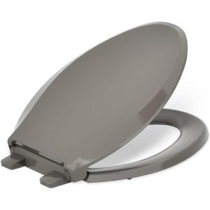 KOHLER 4636-RL-K4 Cachet ReadyLatch Elongated Toilet Seat Slow Close, Soft Close Toilet Seat Quiet Lid, Contoured Grip-Tight Bumpers Installation Hardware, Apartment Essentials, Cashmere