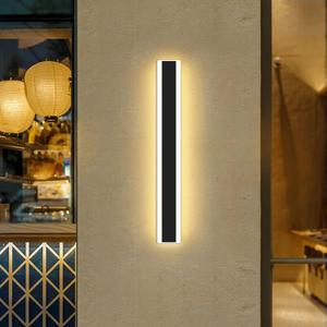 Modern 31.4inch Outdoor Wall Light, 3000k/4500k/6000k 3 Color Change Black Exterior Light Fixtures Wall Mount, Ip65 Waterproof Modern Porch Lights Wall Sconce, Long Linear Outside Lighting Hard-Wired (31.4inch, 3 Color Light)