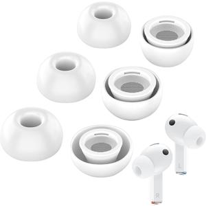 3 x Ear Tips for Galaxy Buds 3 Pro - Silicone Earbuds for Samsung Buds Pro 3, Compatible with Samsung Galaxy Buds Pro Replacement Accessories, L/M/S (3 Pairs) (White)