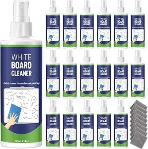16 Pack Non-toxic White Board Cleaner Spray, 8.5oz Dry Erase Board Cleaner with 6 Microfiber Cloths, Removes Marker Ghosting and Stains for School, Office and Home Use