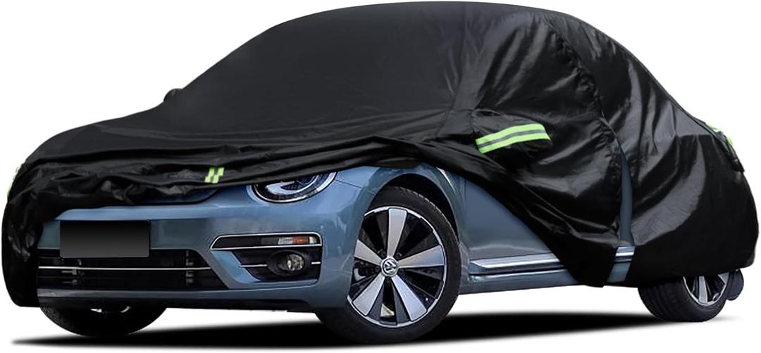 Car Cover Custom Fit for Volkswagen Beetle 2 Door 1998-2019, Waterproof All Weather Full Exterior Cover Rain Sun Hail Protector Car Cover with Door Zipper