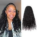 Toyotress Boho Crochet Braids Human Hair - 14 Inch 8 Packs Pre-Looped Miracle Knots Crochet Hair for Black Women, Natural Black Handmade Pre-Twisted Braiding Hair Extensions (14 Inch, 1B-8P)