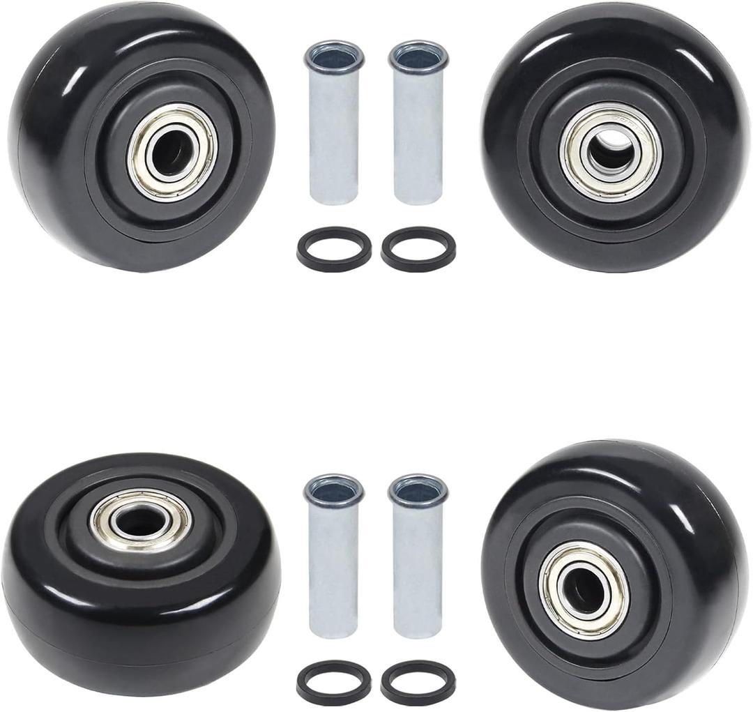 4Pcs 3 Inch Push Cart Wheels PU Caster Wheel Transport Rolling Wheels, Cargo Elevator Front Wheels, Replacement Wheels for Platform Trucks, Snow Blower, Grill 3" x 1.25" Wheels 3/8" axle