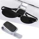 HZEL Car Sunglass Holder, Magnetic Leather Vehicle Sun Visor Glasses Hanger Clip, Automotive Interior Eyeglass Ticket Card Protective Mount Accessories, Universal for SUV, Sedan, Truck (Black)
