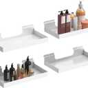 4 Pcs 16X8 Inch Slatwall Shelves, Heavy Duty Slatwall Baskets, Metal Slat Wall Shelves Accessories, Metal Retail Display for Storage and Organization, White