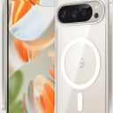FNTCASE for Google Pixel 9 Case: Pixel 9 Pro Magnetic Non-Yellowing Clear Slim Case | Anti-Drop Shockproof Scratch Protective Thin Transparent Crystal Cell Phone Cover(Clear)