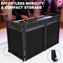 2026 Upgraded DJ Booth Stand Portable 45"L x 25"W Foldable DJ Facade Booth with Dual Corner Panels, Wheels, Mobile DJ Controller Stand with Scrim & Carry Bag for Weddings, Parties & Events