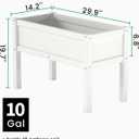 Small HDPE Raised Garden Bed, Elevated Planter Box with Legs, Outdoor All-Weather Planter Raised Beds for Seeds, Herbs, Flowers, Vegetables (White), 29x14x19in