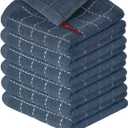 Artoid Mode Checkered Designed Cotton Grey Terry Kitchen Dish Cloths, 12x12 Inch Soft Absorbent Quick Drying Cleaning Kitchen Rags Set of 6
