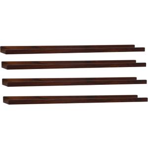 Long Floating Shelves Set of 4,Wood Picture Shelf for Wall with Ledge,Photo Frames Display Shelves Wall Mounted Rustic for Living Room Bedroom Kids Nursery,Home Decor Dark Walnut (36 Inches )