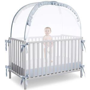 Crib Tent Crib Net to Keep Baby in, Pop Up Crib Tent Canopy Keep Baby from Climbing Out (55.2" L x 27.6" W x 51.6" H) (Gray)