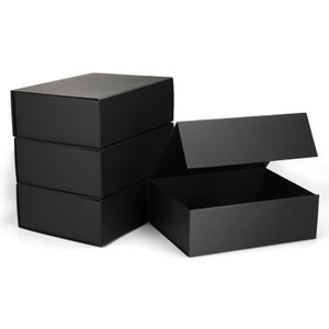 SPEPLA 12x9x4 Black Gift Boxes with Lids, Magnetic Closure Gift Box Bulk for Wedding Christmas Birthday Bridesmaid Proposal Groomsmen, Luxury for Gifts Packaging, 4 Pack