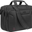 EMPSIGN Stylish Laptop Bag Briefcase, 17.3 Inch Laptop Case Expandable Messenger Bag for Men Water Repellent, RFID Blocking Office Carrying Shoulder Bag for Work Business Travel-Black (Large)