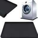27270.79inch Washer Drain Pan Silicone Mat, Waterproof Anti-Vibration Non-Slip Washer Drip Tray, With Raised Edge Washing Machine Silicone Mat, Floor Leak Protector for Laundry RoomBlack