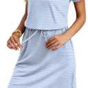 OFEEFAN Womens Summer Dresses Fashion Short Sleeve Crew Neck T Shirt Sundresses Casual Tie Waist with Pockets (M)