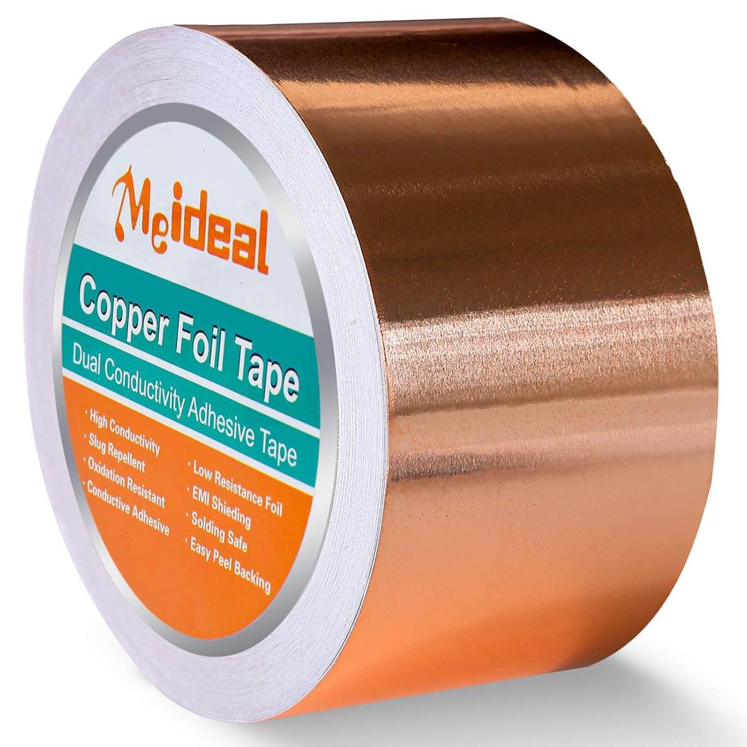 Copper Foil Tape (2inch X 66 FT) with Dual Conductive Adhesive Copper Tape for Guitar, Electrical Repairs, Arts & Crafts, Stained Glass, Paper Circuits, Soldering, Grounding, Home Decor