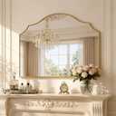 VIWILII 26"x35" Gold Arched Wall Mirror, Decorative Mirror | Modern Minimalist, Wall Mounted Wooden Frame For Bathroom, Vanity, Living Room, Bedroom, Hallway, Fireplace, Dresser