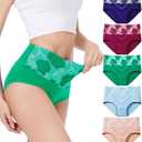 HAVVIS Women's Briefs Underwear Cotton High Waist Tummy Control Panties Rose Jacquard Ladies Panty Multipack, Size 3XL