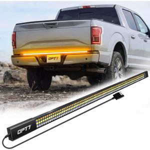 OPT7 Redline 60" Aluminum Truck Tailgate Light Bar w/Sequential Amber Turn - Weatherproof Rigid 1-Piece Triple Row LED Strip - Dynamic Taillight w/White Reverse - Fits F150, Silverado, Sierra, Ram