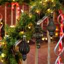 Pinkunn 6 Pcs 6.3 Inch Rustic Mercury Glass Finial Christmas Ornaments Vintage Mercury Glass Christmas Ornaments Farmhouse Hanging Decor for Xmas Tree Winter Holiday Decoration (Black,Golden)