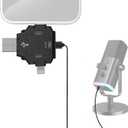 ZealSound USB Microphone Adapter  3-in-1 Audio-Only Plug & Play Mic Adapter with USB-C, Lightning & USB for iPhone/Android/PC, Stable Signal for Streaming, Recording & Podcasting