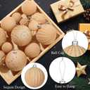 Suzile 18 Pcs Velvet Christmas Tree Ornaments Flocked Christmas Ball Decorations Xmas Balls Holiday Hanging Ornaments for Xmas Tree Wreath Garland Holiday Fireplace Decoration (Champagne)