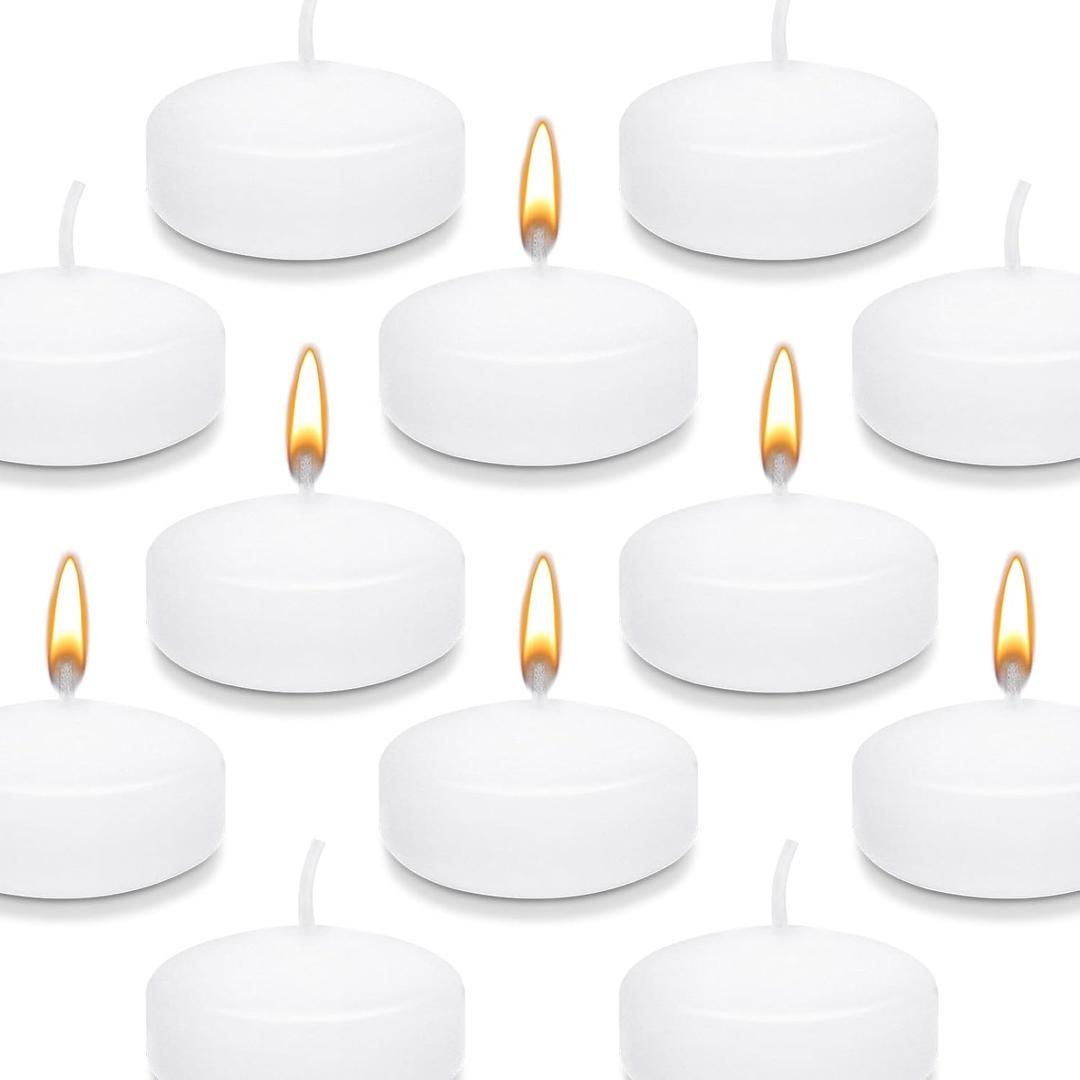 3" White Floating Candles 12 Pack, Unscented & Dripless, Long-Lasting Wax for Wedding, Party, Holiday, Home Decor, Romantic Centerpieces, Valentine's Day, Christmas & Pool Decoration