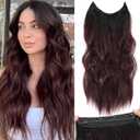 Halo Hair Extensions 20 Inch Invisible Wire Hair Extensions Adjustable Long Wavy Hairpiece Synthetic Upgrade 4 Secure Clips in Hairpieces 20 Inch
