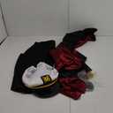 Red Silk Robe Jacket Halloween Couples Costumes With Black Pants Sunglasses Captain Hat Necklace for Men (Medium)