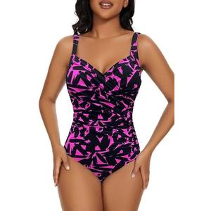 Aqua Regina Plus Size Swimsuit for Women One Piece Bathing Suit Ruched Tummy Control Adjustable Swimwear XXL